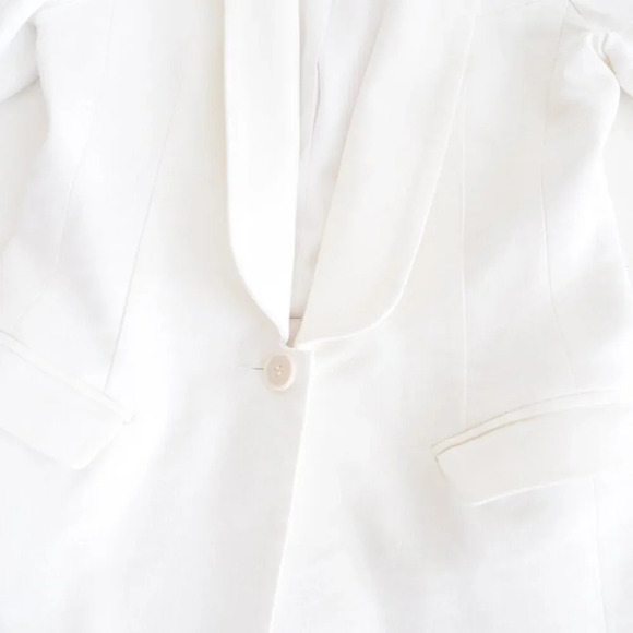 Smythe Les Vest White 33% Linen Single Button Closure Fitted Blazer 4 - Picture 7 of 13